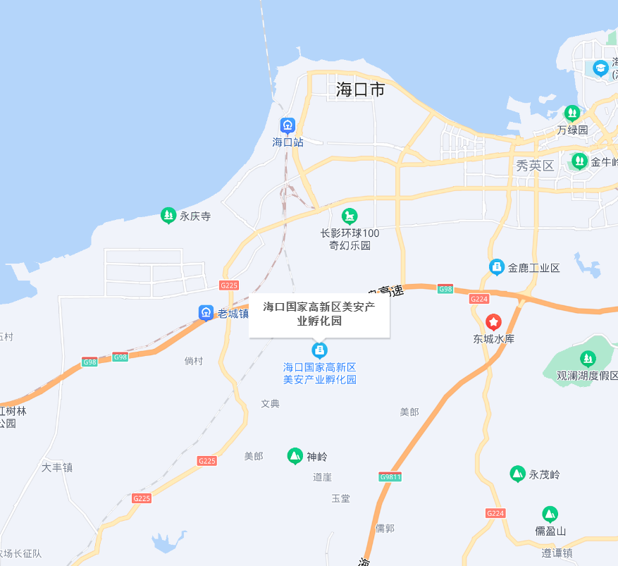 海南(nán)省海口美安國家高新區産業孵化園地圖